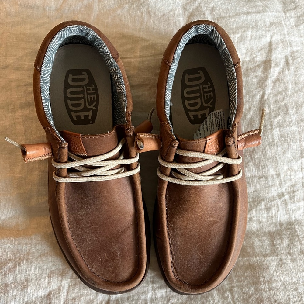 Cowhide Leather Hey Dude Shoes NEVER WORN